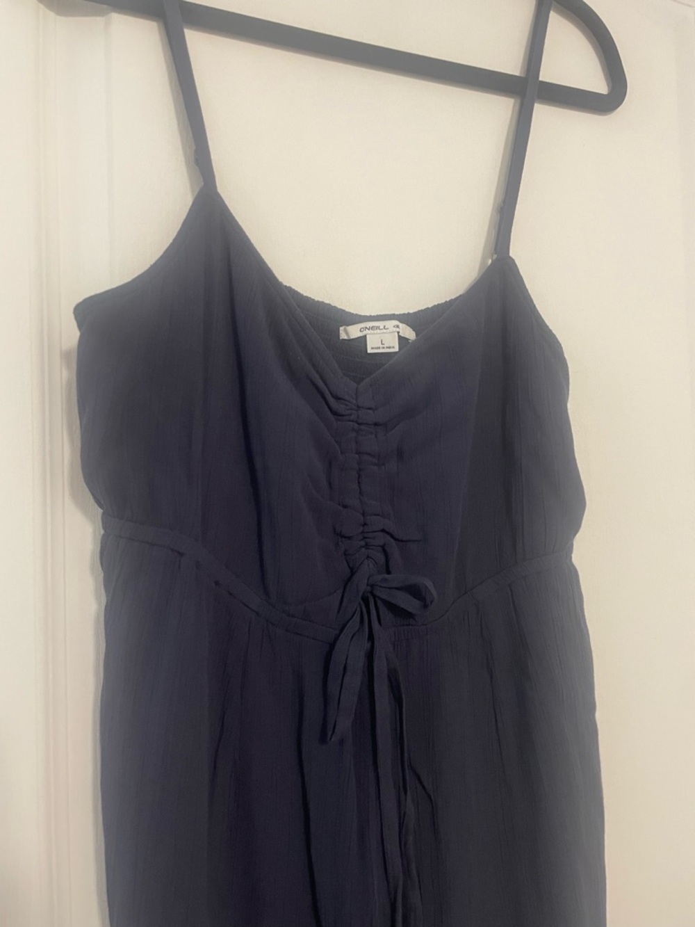 O’Neill Navy Sleeveless Jumpsuit with Adjustable Tie, size Large